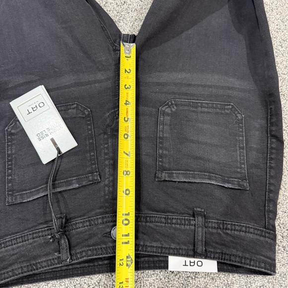 NWT! O.A.T Black Grey Wide Leg High Rise Jeans Raw Hem Pockets Women’s 28 US 6 - Picture 7 of 10